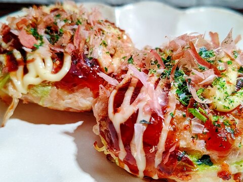 キャベツを混ぜ込むだけ、お好み焼き風ハンバーグ!